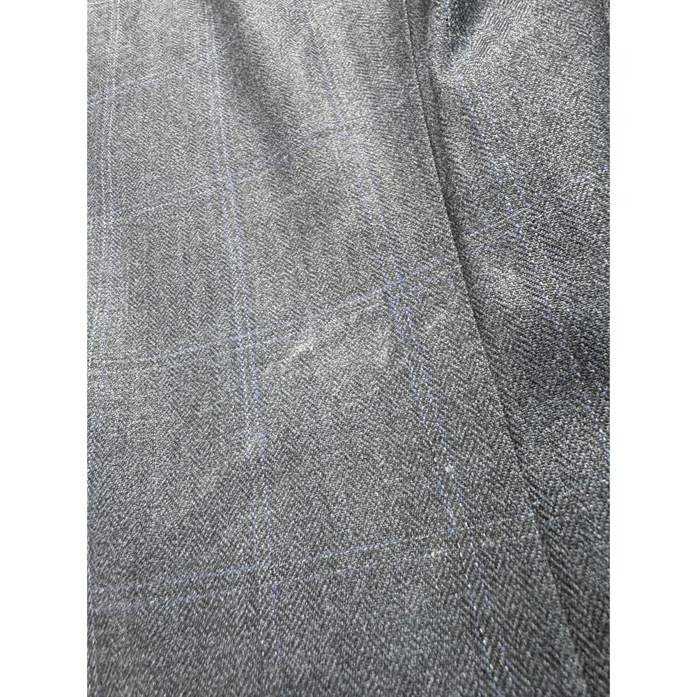Lauren Ralph Lauren Men 44L Silk Wool Blazer Navy Windowpane Plaid Suit Jacket